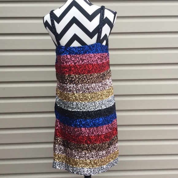 NWT Gap Crazy Stripe Sleeveless Sequin Dress - Picture 7 of 8